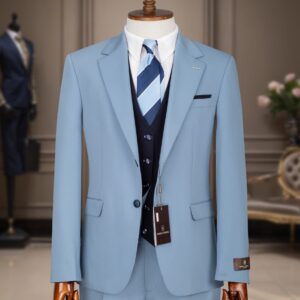 Sky Blue Stylish Three-Piece Suit