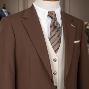 Elegant Brown Men'S 3pcs Suit